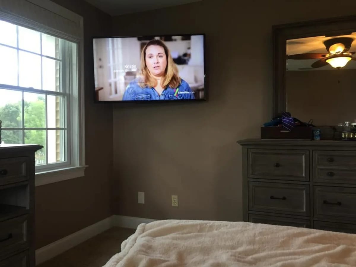 Bedroom television wall mount installation in the Webster area by J&S Audio Video Solutions