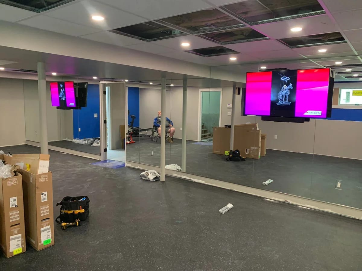 Commercial sound system installation in a gym by J&S Audio Video Solutions