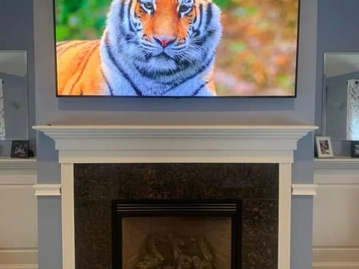 Living room television installation in the Milford area by J&S Audio Video Solutions