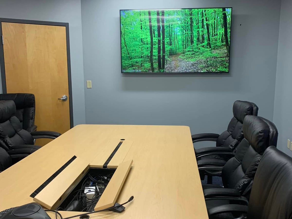 77 inch conference room displays and audio installed for a MetroWest financial firm by J&S Audio Video Solutions
