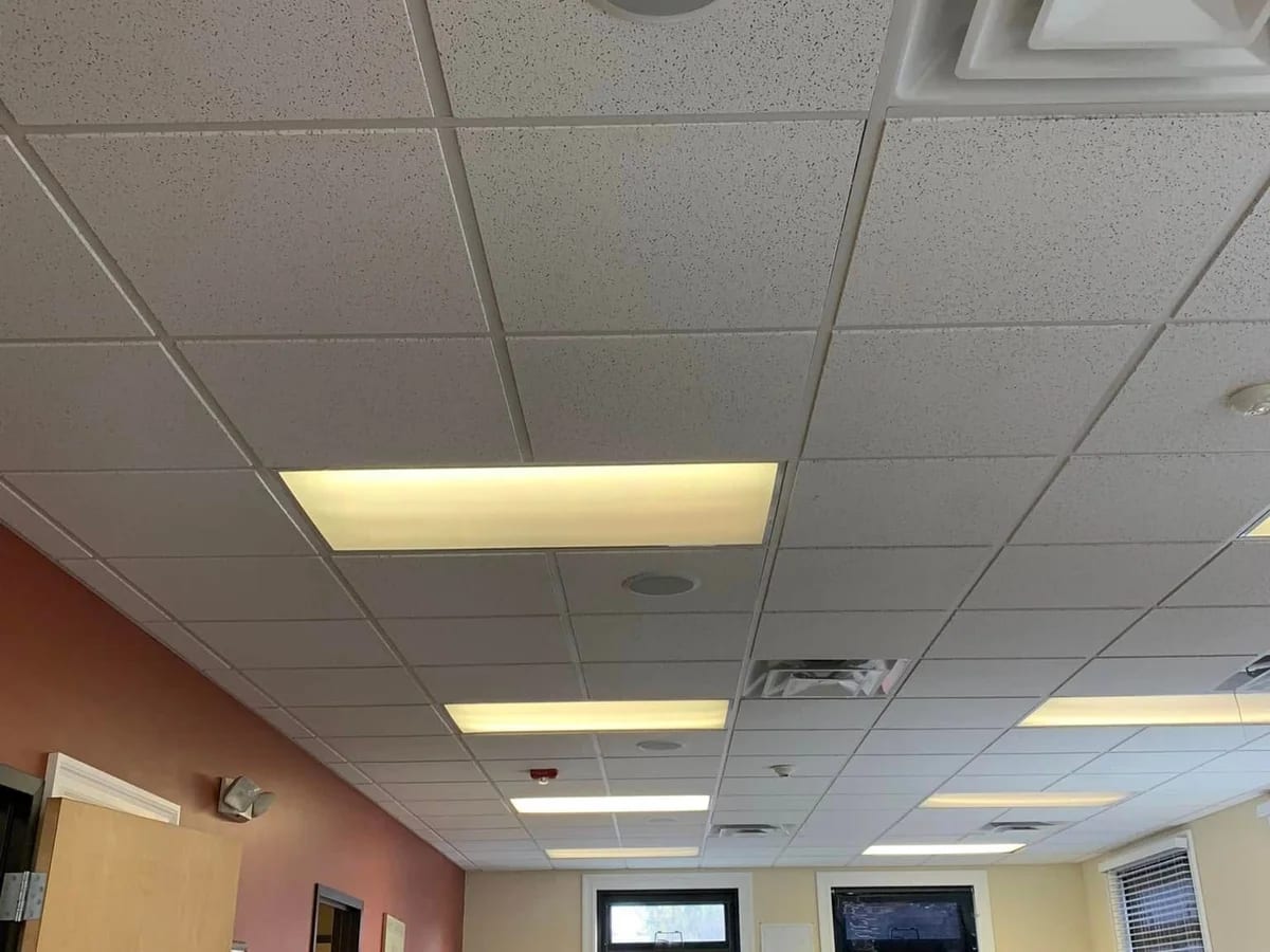 Office ceiling speaker installation in the Framingham area by J&S Audio Video Solutions