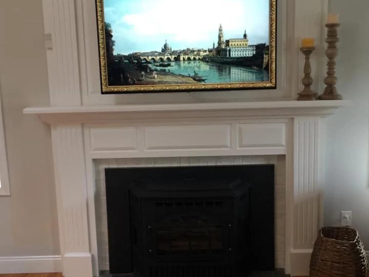 Residential audio visual display installation in Milford, MA by J&S Audio Video Solutions